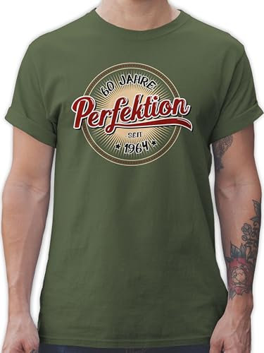 T-Shirt Herren - 60. Geburtstag - Sechzig Jahre Perfektion seit 1965-3XL - Army Grün - Geschenke für männer ab 60 Tshirt zum 60.Geburtstag 60-Geburtstag 1962 tischirt. sprüche