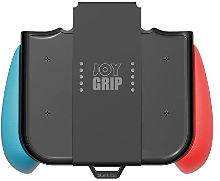 Skull & Co. JoyGrip per Nintendo Switch Joy-Con Controller: ricaricabile palmare Joystick telecomando con manopole intercambiabili, blu neon (L) rosso neon (R)