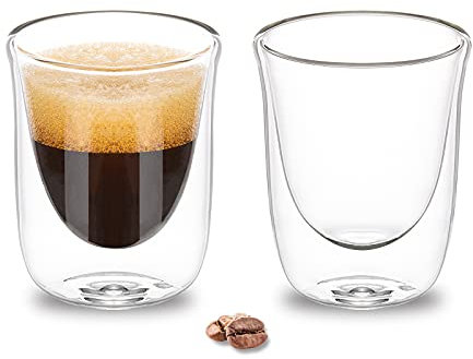 ParaCity Espressotassen 2er Set, 60ml Doppelwandige Gläser, Latte Macchiato Gläser mit Ausgießer, Kaffeetassen aus Borosilikatglas, Kleine Kaffeegläser für Espressomaschinen Zubehör (60ml)