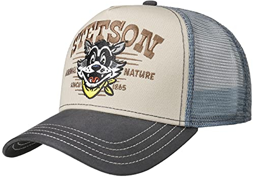 Stetson Animal Nature Trucker Cap Snapback Baumwolle Grau-Beige One Size (55-59 cm)