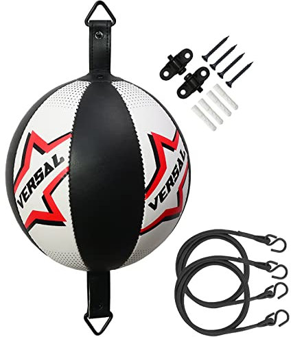 VSL - Palla da boxe, doppia estremità, in pelle, per MMA, schivare, per allenamento, punzoni e ancoraggi da pavimento a soffitto