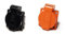 HOLZER 8 Stück/Einbausteckdose Schuko Anbau Steckdose 16A Feuchtraum / PA6 / + Flansch Dichtung (4xSchwarz / 4xOrange)