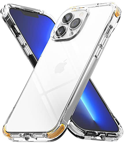 Ringke Fusion Plus with DIY Soft Bumper Compatible with iPhone 13 Pro Max, Clear Shockproof Flexible TPU Silicone Bumper Hard Back Cover - White & Yellow