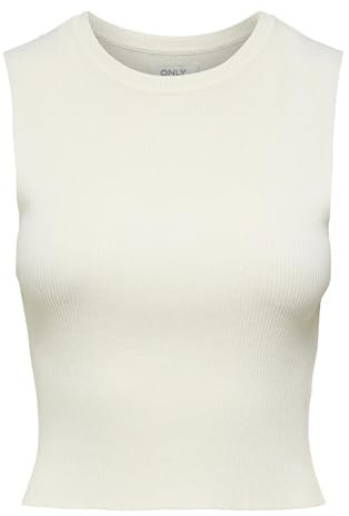 ONLY Damen Geripptes Cropped Top Kurzes T-Shirt Rundhals Oberteil Ärmellos ONLMAJLI