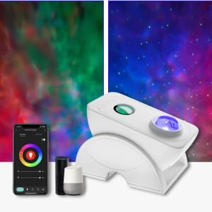 BOT Aurora Sternenhimmel Projektor mit APP-Steuerung, Musik-Sync, einstellbare Helligkeit. Sternenhimmel Projektor Erwachsene und Kinder (Weiß)