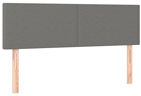 vidaXL Kopfteil 2 STK., Bettkopfteil mit Holzbeinen, Höhenverstellbar Polsterkopfteil für Bett, Betthaupt Bettzubehör Schlafzimmer, Dunkelgrau 72x5x78/88 cm Stoff