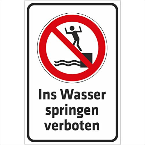Indigos UG Aufkleber Ins Wasser springen verboten 400x300 mm Hotel, Firma, Schutz, Kita, Arzt, Praxis, Wohnung Sicherheit Warnung