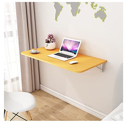 Klappbarer Arbeitstisch Klappbarer, an der Wand befestigter Werktisch, Klapptisch, Esstisch, Schreibtisch, Kiefernholz, an der Wand befestigte Bartische, Studiertisch, zusammenklappbar (Color : Yellow