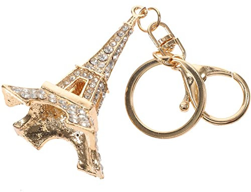 Healvian Porte-clés Tour Eiffel Alliage Doré Avec Strass Accessoire Mode Pour Porte-monnaie Et Voiture Pour Toutes Les Occasions