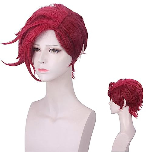 NEZIH Anime-Rollenspiel Für Arcane Vi Cosplay-Perücke, Vi Deep Rose, Kurzes, Hitzebeständiges Kunsthaar, Mit Perückenkappe, Dekoratives Zubehör, Anime-Geschenk