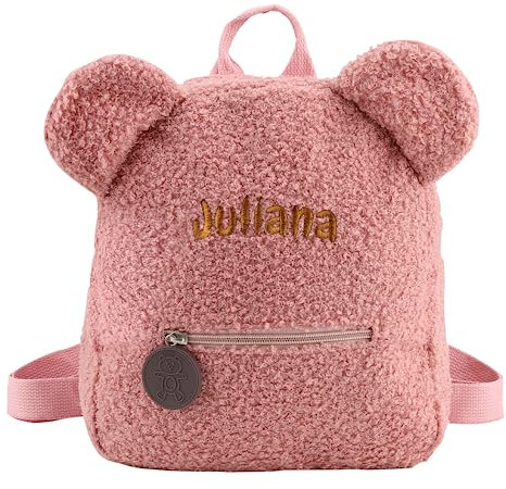 Plüsch Teddybär Rucksack Mit Gesticktem Namen - Flauschiger, Niedlicher Bär Gefülltes Tier Mini Tasche für Jungen und Mädchen