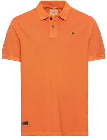 camel active Herren Pique Kurzarm Poloshirt in Regular Fit aus Reiner Baumwolle Orange, Menswear-L