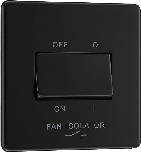 BG Electrical Fan Isolator Switch, 10A, Triple Pole, Matt Black