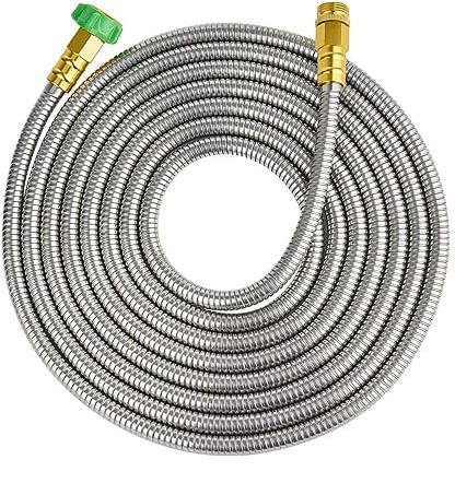 Skyward 304 Edelstahl-Gartenschlauch, 6 m, mit Metallanschluss von Buchse auf Stecker, auslaufsicher, flexibler und leichter knickfreier Wasserschlauch, einfach zu bedienen und aufzubewahren (6 m)