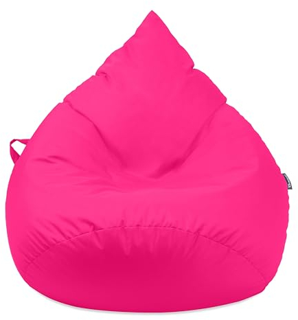 Droplet-Lounge Tropfenform Sitzsack mit Füllung | für Kinder Erwachsene | Indoor & Outdoor geeignet | Wasser-& Schmutzabweisend | Sitzkissen Bodenkissen Beanbag (XXL Durchmesser 80 cm, Pink)