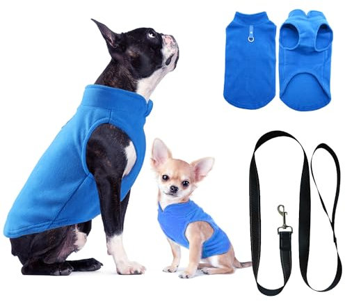 Hundepullover, Hundemantel Fleece Kleine Hunde, Hunde Fleece Pullover Katzenpullover, Hundepullover Hunde Kleidung für Chihuahua Französische Bulldogge(M, Blau)