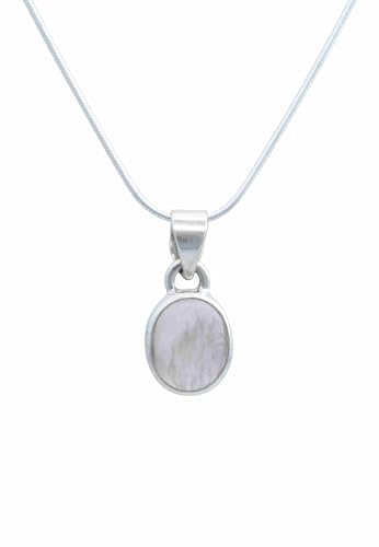 mantraroma echt Silberkette mit Rosenquarz Edelstein Damen Kettenanhänger 925 Sterlingsilber Halskette Geschenk (AK3-172-07-45)