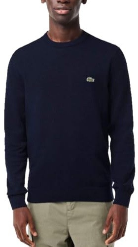 Lacoste Herren Pullover Rundhals AH0128, Männer Basic Strickpulli,Regular Fit,Blau,4 (M)
