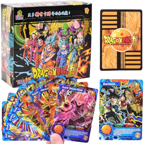 FISAPBXC Dra-gonball Cartas Anime, 180 Pcs Goku Paquete de Cartas Coleccionables Cartas Tarjetas Coleccionables Anime Trading Cards de Cartón Caja de Cartas Regalos(36 Paquetes, 5 Cartas/Paquete)