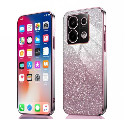 PEIYE Funda para Xiaomi Redmi Note 13 Pro 5G / Poco X6 5G - Carcasa Antigolpes de Silicona Suave con Bordes Electropulidos y Tarjeta de Brillo Integrada, Case Cover -Rosa Degradado