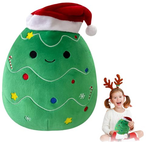 POPOYU Weihnachten Plüsch,8’’ Kleines Kuscheltier Weihnachtsbaum Stofftier Gefüllte Plüschpuppe,Weihnachten Squishmallows Plüschkissen Spielzeug für Kinder Mädchen Jungen Xmas Sofa Dekoration Geschenk
