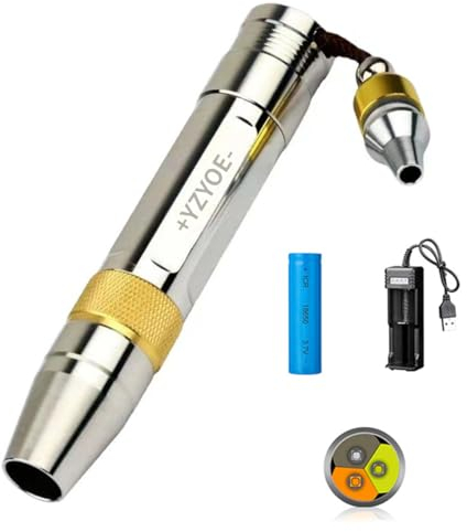 YZYOE Linterna LED de identificación de jade de tres fuentes de luz, lámpara de detección ultravioleta de 365 nm, joyas, piedras preciosas, verificación de billetes de cera de abeja antigua.