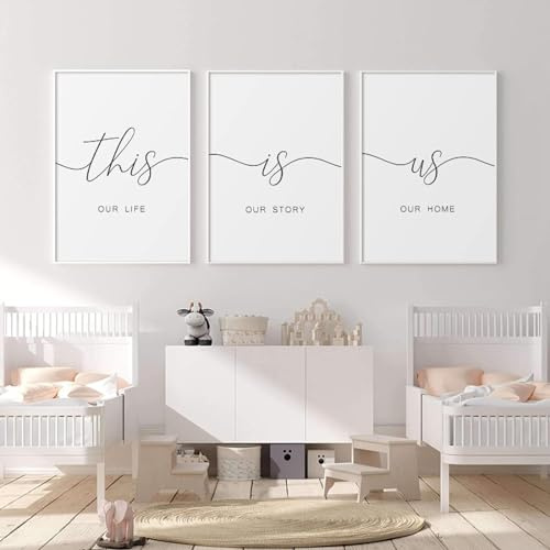 AWKFHF Liebesherz Strichzeichnung Familien Sweet Home Schwarz-Weiß Leinwand Bilder Poster Kunstdruck Wohnzimmer Schlafzimmer Wand Deko(Kein Rahmen) (Minimalist-05,3X40X60CM)