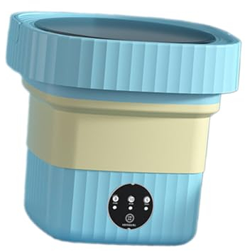 perfk Faltbare Mini Waschmaschine Reisewaschmaschine Washing Machine 6.5L, Tragbare Leise Elektrische Kleine Waschmaschine für Wohnmobil, Unterwäsche, Camping, Wäscherei, Wohnung, Blau