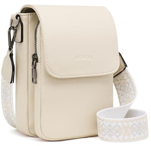 MUIIKOLA Bolso Bandolera Pequeño, Bolso Móvil Mujer con Pantalla Táctil, Bandolera de Piel Sintética con Correa y Pantalla Transparente