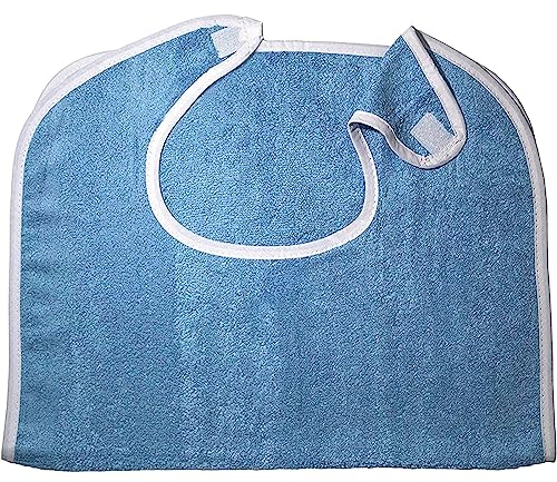 YWJewly Schürzenn Gastronomie Lätzchen für Erwachsene, blaues Tuch, Handtuch für ältere Menschen, weiches bequemes Lätzchen zum Essen von Erwachsenen Tumbler Kleidung (Blue, One Size)