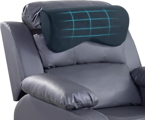 HOMBYS Cervial Nackenkissen für Liege, Schaumstoff-Kopfstützenkissen zum Schlafen, Mittelfeste Nackenstütze für Couch, Bürostuhl und Auto, rutschfeste Rückseite und elastische Bänder, Dunkelgrau
