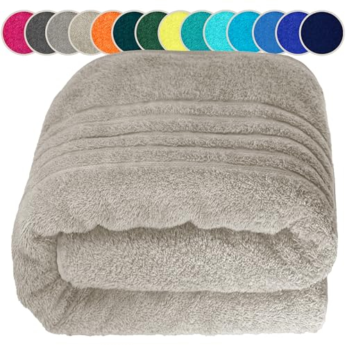 Lashuma XXL Badetuch für Männer 100x200 cm, London Wellness Sauna Handtuch Kiesel - Grau