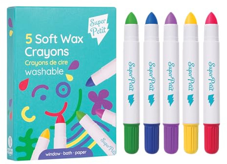 Superpe Wachsmalstifte, Neonfarben, klassisch, super weich und waschbar, für verschiedene Oberflächen, Glas, Spiegel, Badewanne und Papier, leicht zu reinigen – wiederverwendbar – ab 3 Jahren