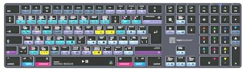 LOGICKEYBOARD Wireless Backlit 'Titan' designed for editing in Blackmagic's DaVinci Resolve • p/n LKB-RESB-TM-UK