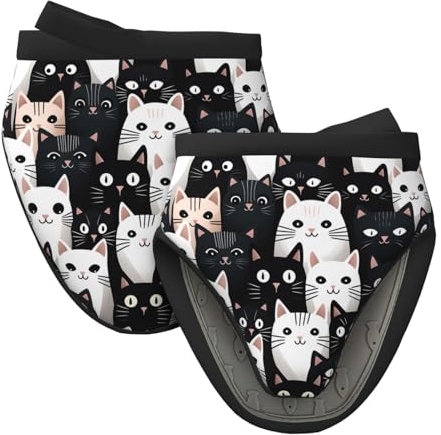 Mexpekil Black White Cat Oven Gloves Heat Resistant Oven Mitts Silicone Oven Glove Kitchen Mini Oven Gloves for Cooking Baking Grilling Barbecue 1 Pair