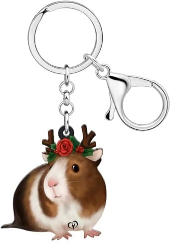 HUAGEO Acryl Cute Meerschweinchen Schlüsselanhänger Maus Hamster Ratte Tiere Schmuck Rucksack Auto Handtasche Schlüsselring für Damen Mädchen Charms Geschenke (Braun)