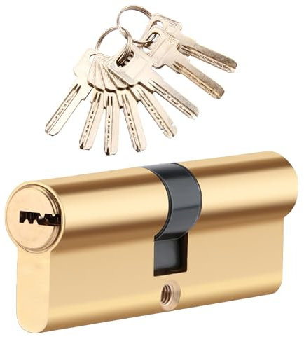 Brass 40/40 Euro Cylinder Lock 80mm, Cylinder Lock Anti-Snap with 8 Keys, Anti-Bump, Anti-Drill, Anti-Pick, High Security 8 Pin, Upvc Door Lock for Wooden, UPVC and Composite Doors, Copper Finish