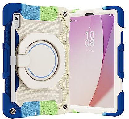 Funda para tablet PC Funda para niños compatible con Lenovo Tab M9 funda (TB-310FU) 9,0 pulgadas, funda con asa giratoria 360° tres en uno, carcasa resistente a los golpes, a prueba de caídas