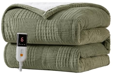 Texciting Heizdecke 130X160cm,Wärmedecke mit Abschaltautomatik,Graugrün | Wärmedecke Elektrisch Maschinenwaschbar,9 Heizstufen-10 Stunden Auto Off,Heizdecke Ideal für Sofa,Geschenk für Frauen