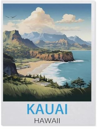 Holzpuzzle Puzzle 1000 Stück，Kauai Hawaii Vintage-Reiseposter，Lernspielzeug Für Erwachsene Geburtstagsgeschenk Dekoration（75x50cm）-AH48