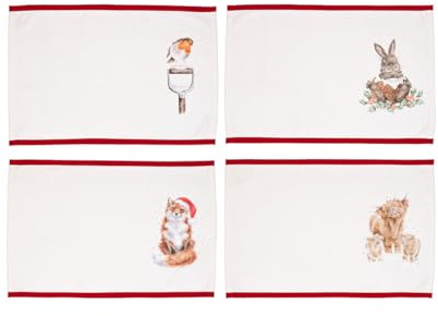 Wrendale Designs - Winter Wonderland' Christmas Animal Set of Four Fabric Placemats