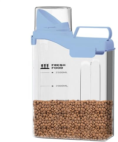 Contenedor de almacenamiento de alimentos para perros – Contenedor hermético de 2800 ml con sistema de bloqueo abatible, dispensador grande de alimentos para mascotas | Contenedor transparente de