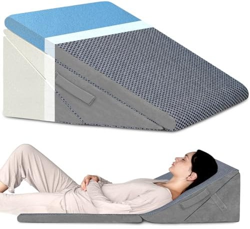 KingPavonini Cuscino a cuneo per letto, 4 altezze regolabili, Memory Foam, Ideale Dopo l'intervento Chirurgico per il Supporto di Schiena, Gambe e Ginocchia, Reflusso Acido, Bruciore di Stomaco