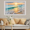 ANHUIB 3D Wandtattoo Sonnenuntergang Wandsticker Strand und Meer Selbstklebend Wandtattoo Badezimmer Wasserfest 3D Wandaufkleber Wohnzimmer Landschaft 84x52cm Schlafzimmer Flur Bad Aufkleber Wanddeko