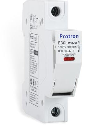 Protron DC Sicherungshalter-Sockel, Sicherungstrennschalter, Sicherungseinsatz 10x38 für PV Photovoltaikanlagen (Sicherungshalter E30LP1 = LED 1-polig, 0% MwSt. gemäß §12 Abs. 3 UStG)