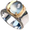S925 Silber mit natürlichen EIS Chalcedony Egge-Face-Ring (verstellbare Öffnung) Ring für Frauen Yoga Echtes Jade