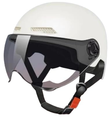 Kompatibel mit Fahrrad-Sicherheitshelm, Zertifiziert, for Männer und Frauen, Erwachsene, Kinder, Cartoon, Elektromotorrad, Hälfte Schutzbrille(White)