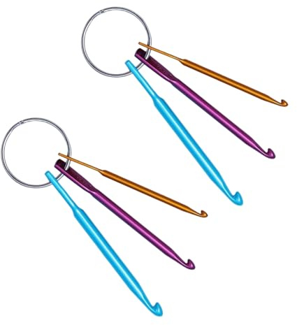2Pcs Crochet Hook Keychain Kit Mini Creative Keychains Zinc Alloy Key Chain DIY Crafts Knitting Needle Tools for Travel Outdoor 3/4/5mm Portable Crochet Keychains