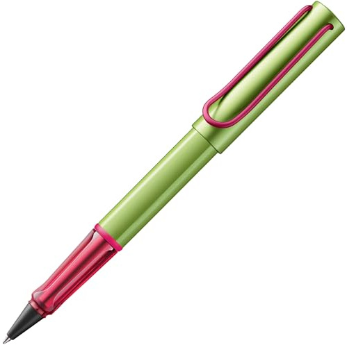 Lamy AL-star disco Tintenroller in Strichbreite M | Lamy Tintenroller mit transparenten, ergonomischen Griff - Gehäuse aus Aluminium – mit Tintenrollermine LAMY M 63 in schwarz