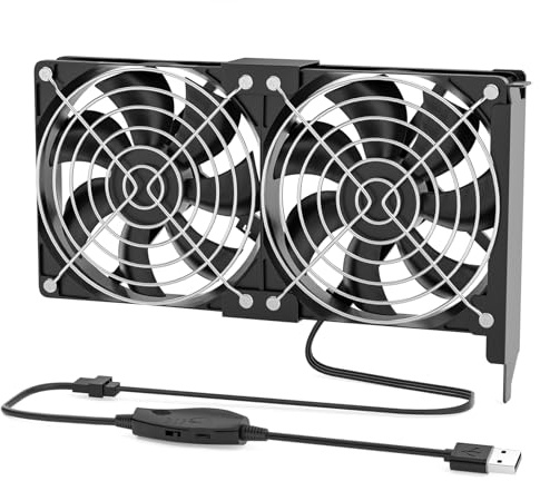 Reversible Dual 92mm PCI Slot Fan, USB Powered with Speed Adjustment, Cooling for Graphics Card, Hot PCI-E Devices or PC Expansion Cards